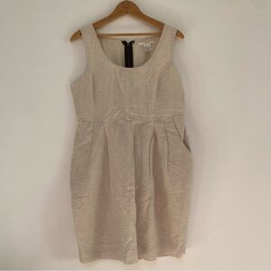 Charlotte Russe Linen Exposed Zipper Pockets Dress Large Oatmeal Color